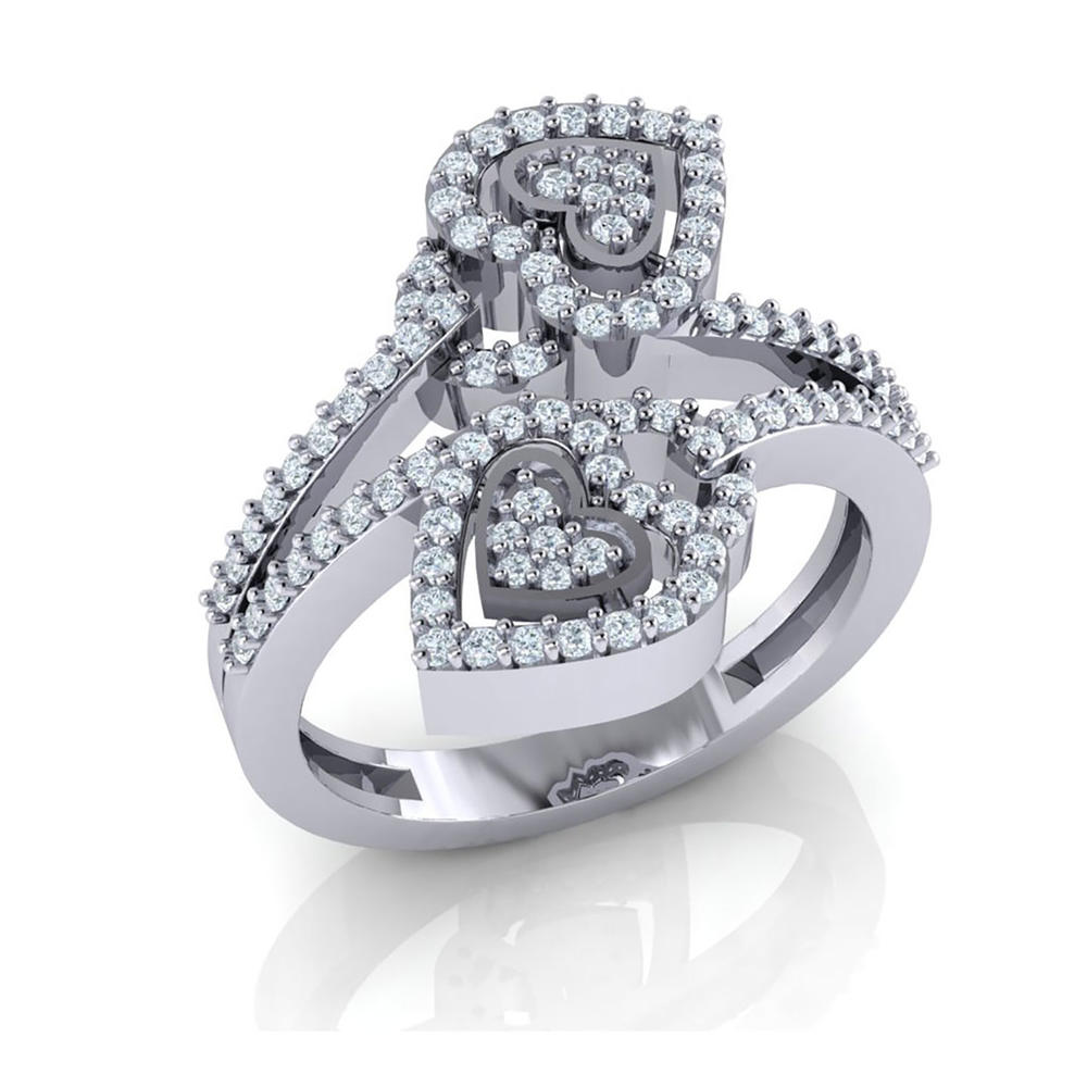 Jewel We Sell Genuine 0.6ct Round Cut Diamond Cluster Bridal Wedding Band Ring Anniversary 10K White Gold
