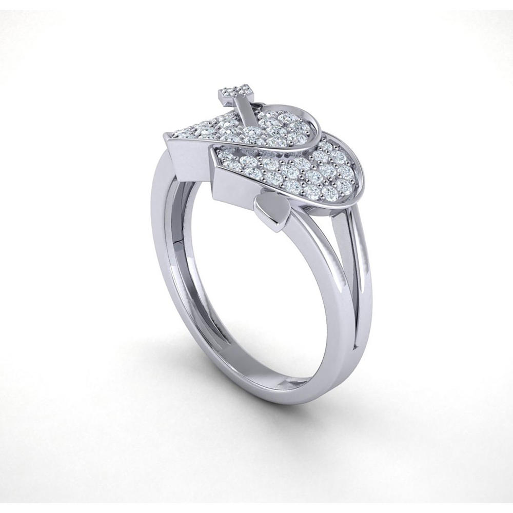 Jewel We Sell Genuine 0.5ct Round Cut Diamond Cupid Arrow Heart Anniversary Band Ring Bridal 18K White Gold