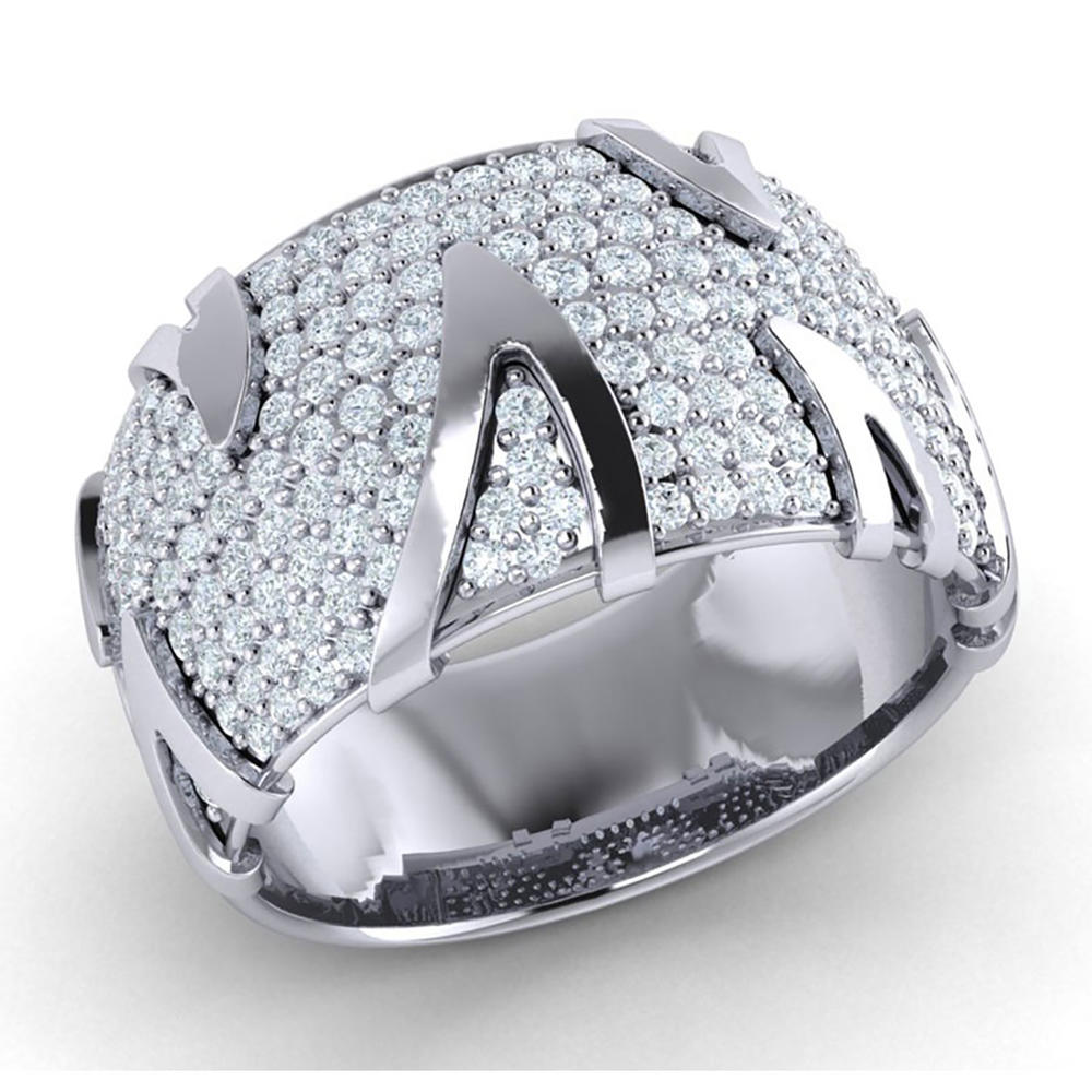 Jewel We Sell Natural 2ct Round Cut Diamond Fancy Cluster Wedding Band Ring Bridal Anniversary 18K White Gold