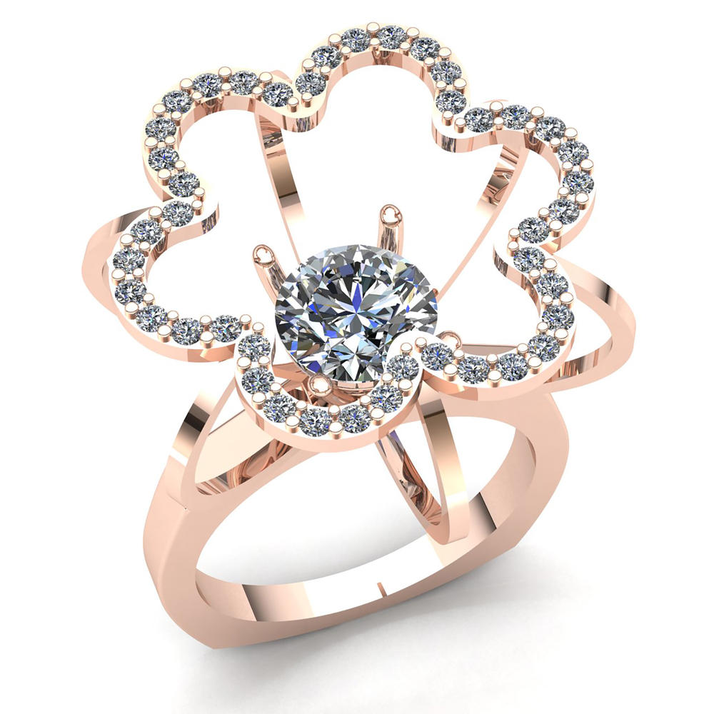 Jewel We Sell Genuine 1ct Round Cut Diamond Ladies Bridal Vintage Flower Engagement Fancy Ring 18K White, Yellow or Rose Gold F VS1