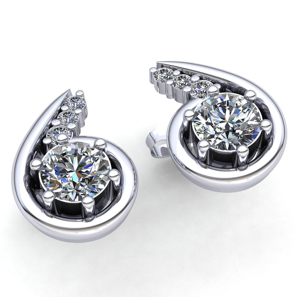 Jewel We Sell Natural 2ctw Round Cut Diamond Ladies Solitaire Stud Earrings 10K White, Yellow or Rose Gold J SI2