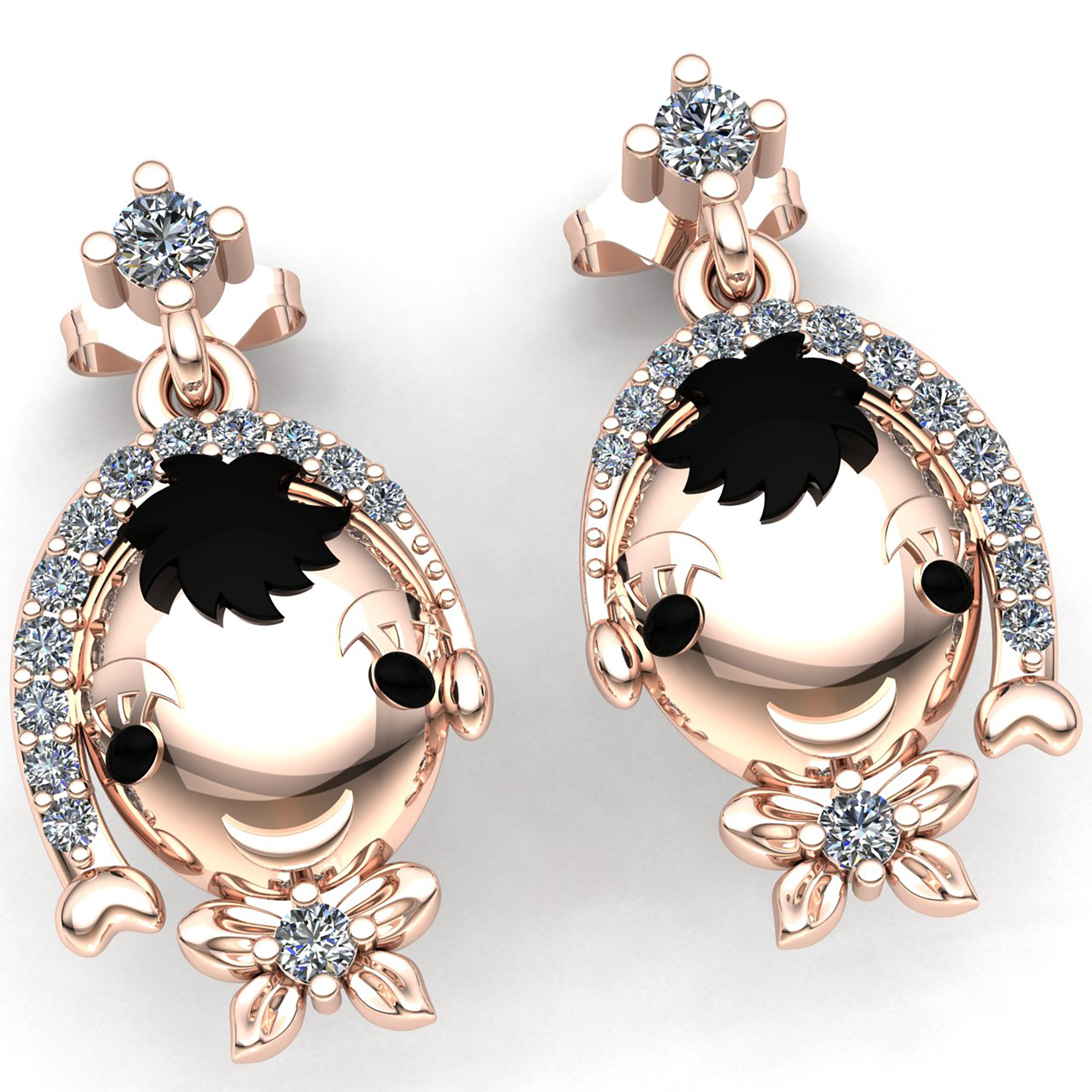 Jewel We Sell Genuine 3carat Round Cut Diamond Fancy Kids Earrings 10K White, Yellow or Rose Gold H SI2