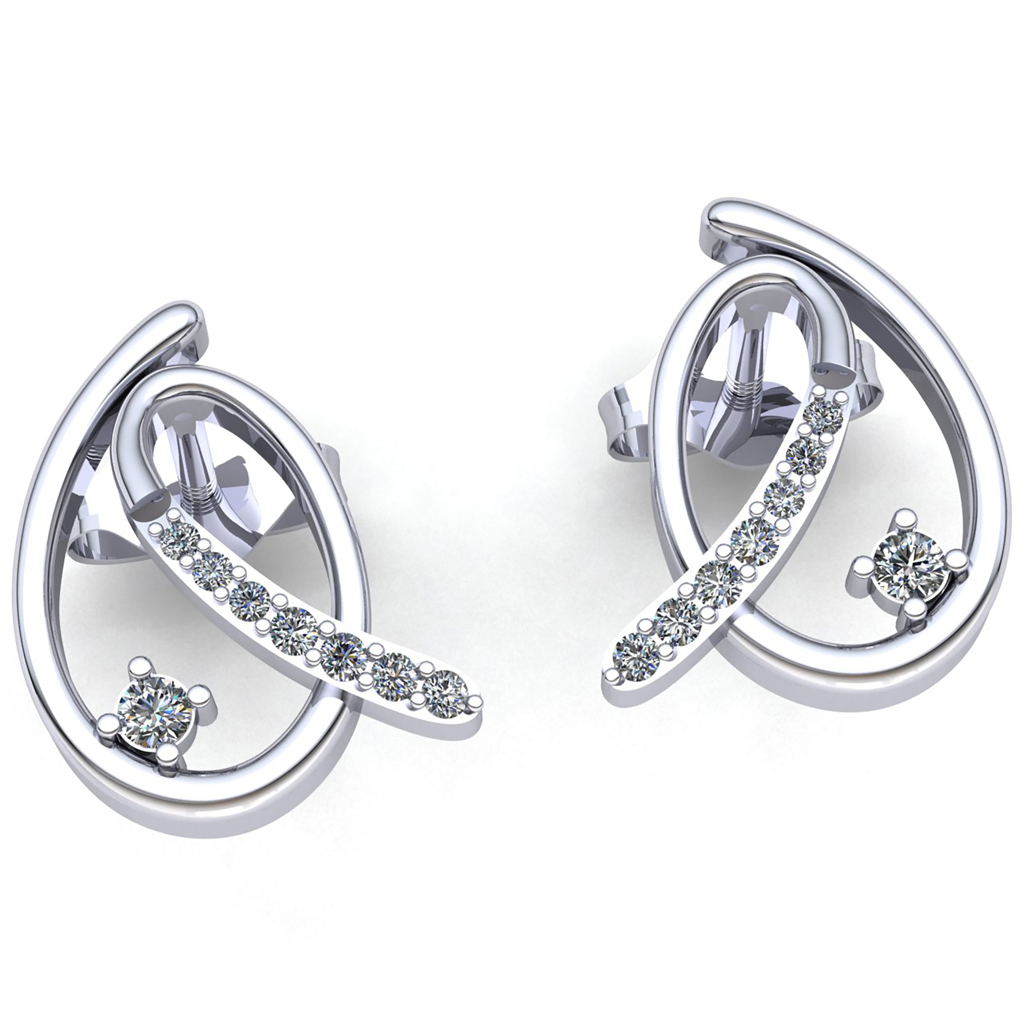 Jewel We Sell 1 5ctw Round Cut Diamond Ladies Oval Stud Earrings