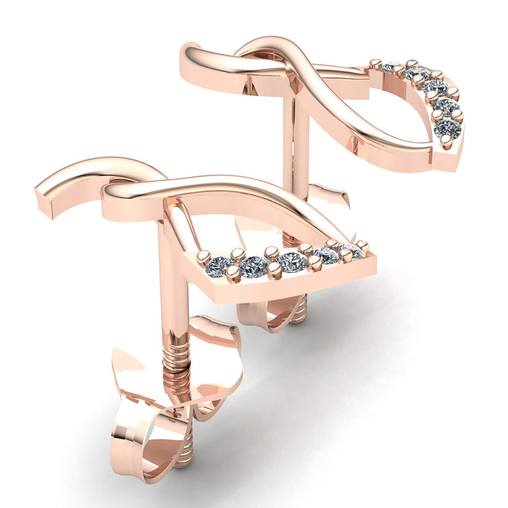 Jewel We Sell Genuine 0.1ct Round Cut Diamond Ladies Fancy Earrings 18K White, Yellow or Rose Gold F VS1