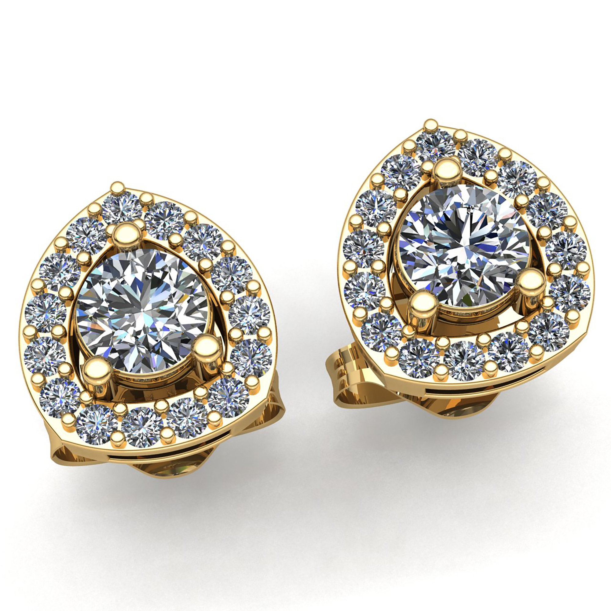 Jewel We Genuine 2 0ctw Round Cut Diamond Women S Fancy Stud Jewel We Genuine 2 0ctw Round Cut Diamond Women S Fancy Stud Earrings 10k White Yellow Or Rose Gold Gh I1 I2