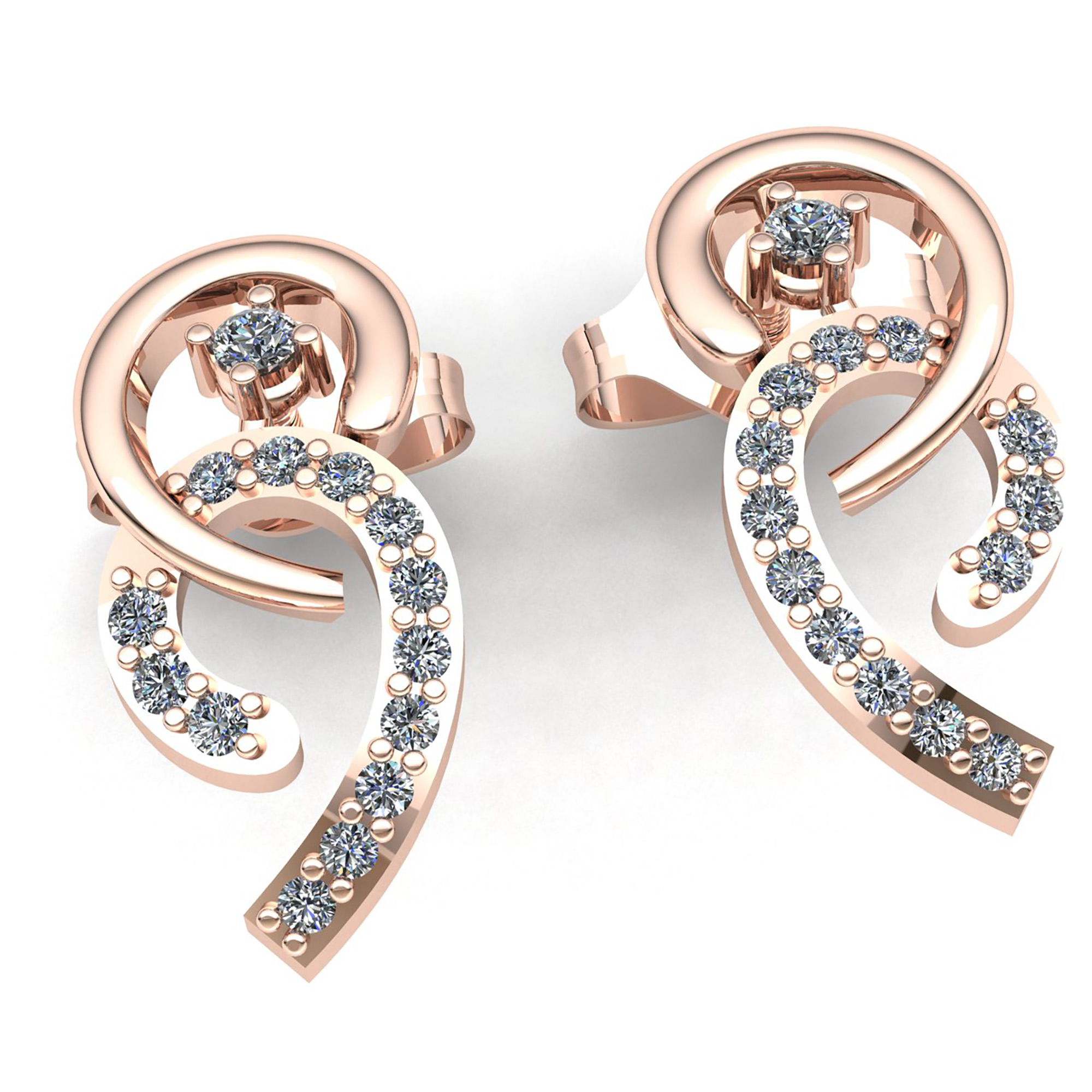 Jewel We Sell 0.2ctw Round Brilliant Cut Diamond Ladies Fancy Earrings 18K White, Yellow or Rose Gold F VS1