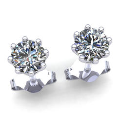 Jewel We Sell Genuine 1.5ct Round Cut Diamond Ladies Fancy Solitaire Earrings 10K White, Yellow or Rose Gold JK I1