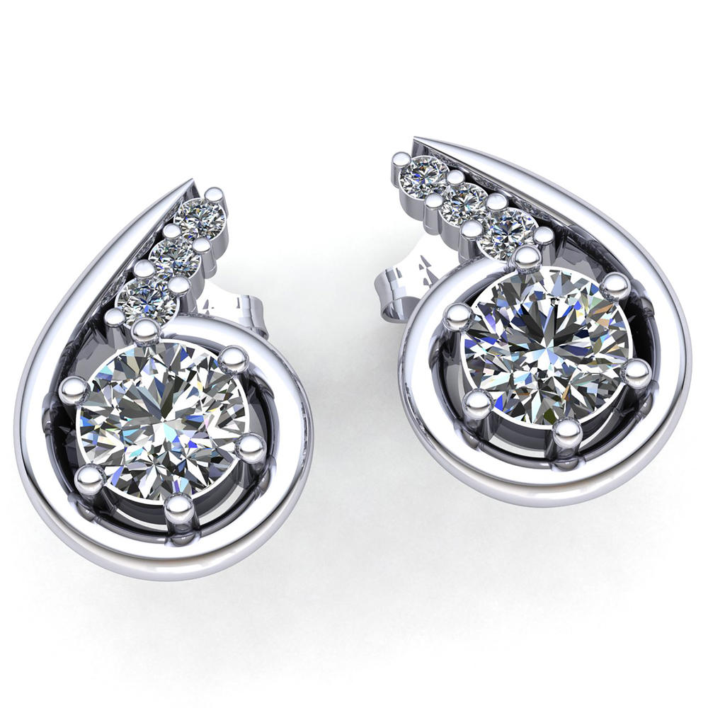 Jewel We Sell Natural 2ctw Round Cut Diamond Ladies Solitaire Stud Earrings 10K White, Yellow or Rose Gold J SI2