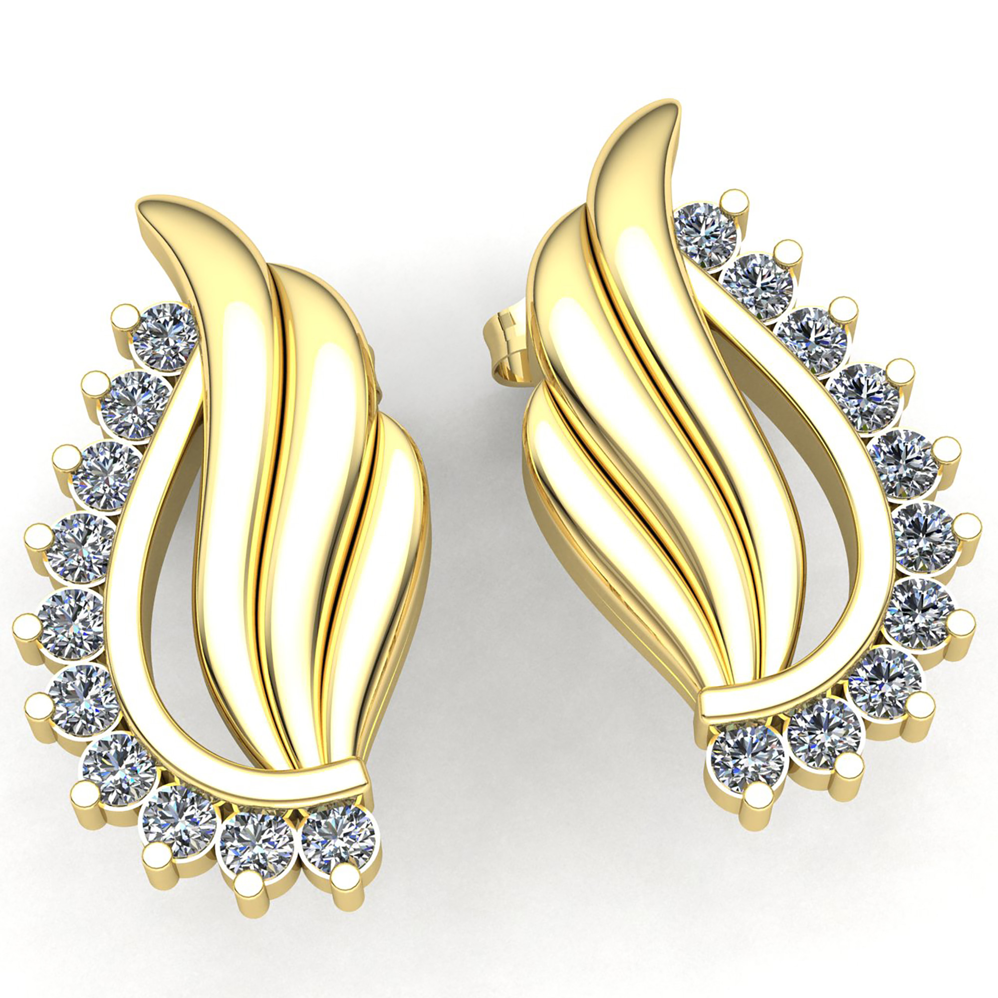 Jewel We Sell 2carat Round Brilliant Cut Diamond Ladies Fancy Earrings 14K White, Yellow or Rose Gold FG VS