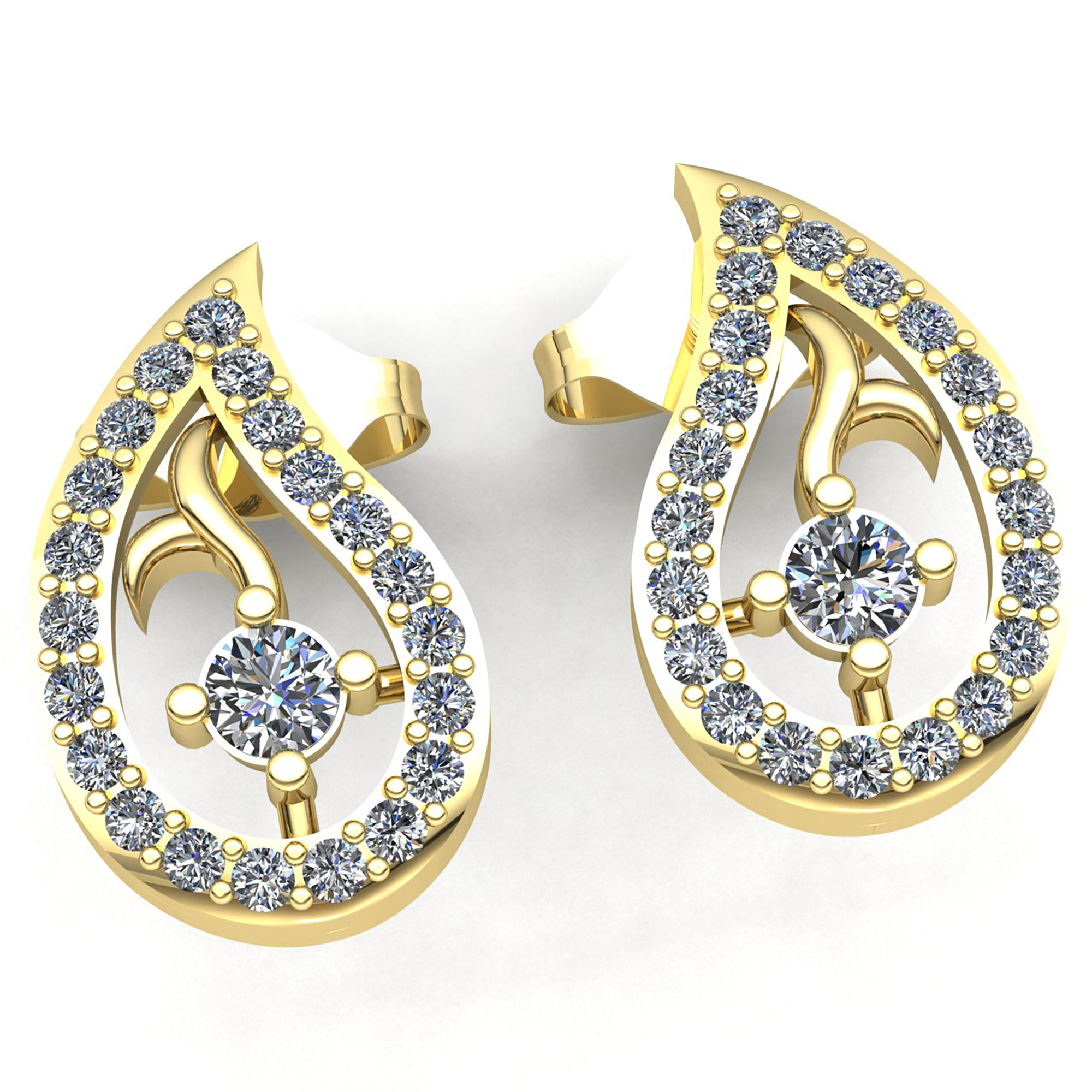 Jewel We Sell Genuine 1.50carat Round Cut Diamond Ladies Fancy Stud Earrings 14K White, Yellow or Rose Gold IJ SI2