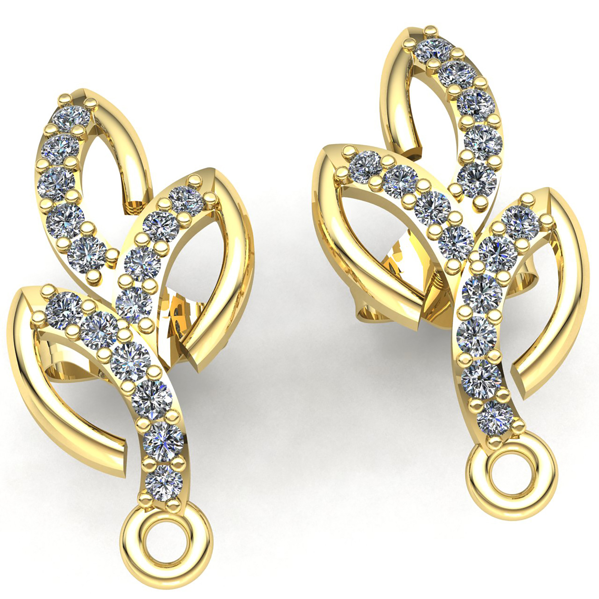 Jewel We Sell Genuine 2ct Round Cut Diamond Women's Fancy Earrings 18K White, Yellow or Rose Gold H SI2
