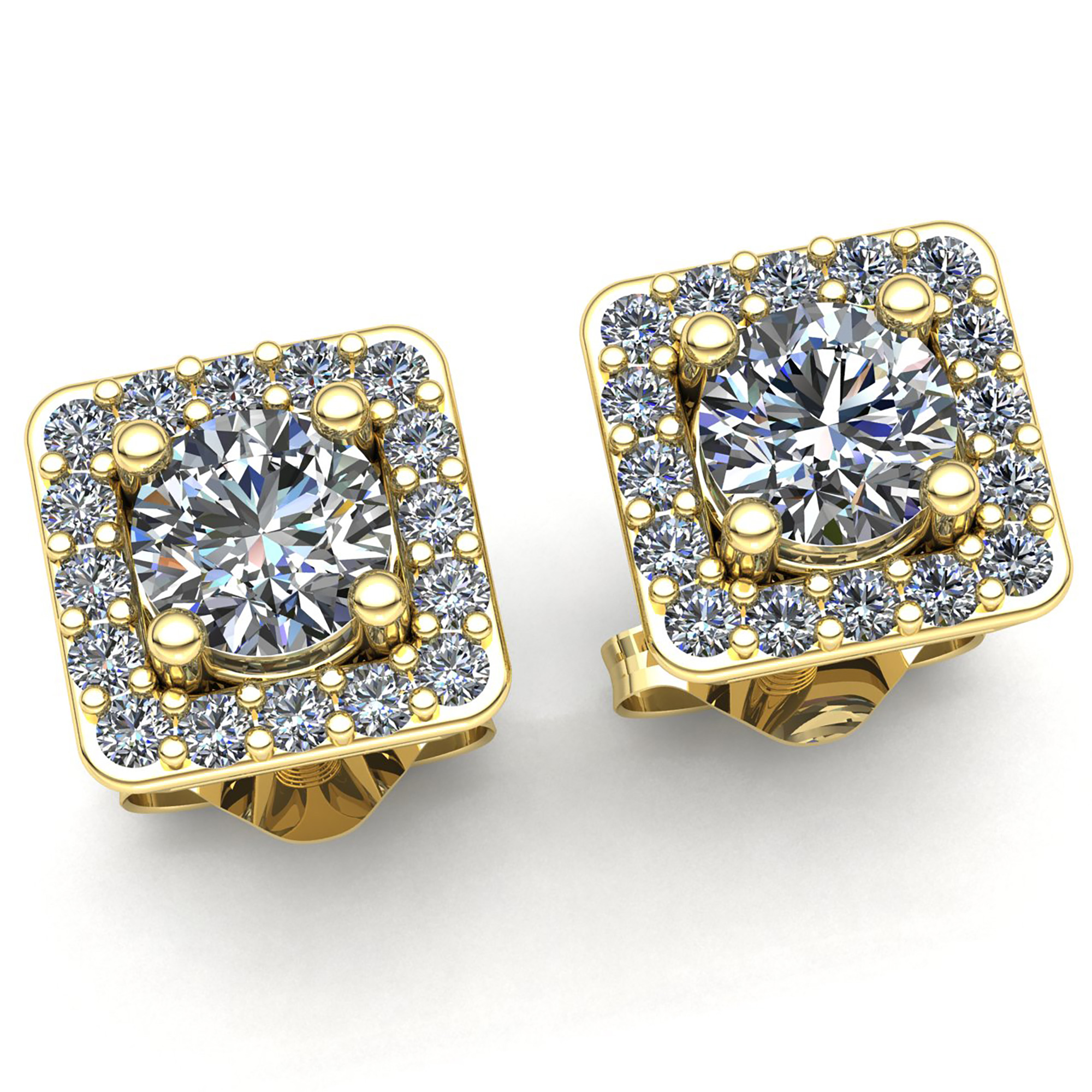 Jewel We Sell Genuine 0.75ctw Round Cut Diamond Ladies Square Stud Earrings 14K White, Yellow or Rose Gold FG VS