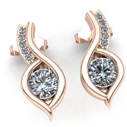 Jewel We Sell 2.0ct Round Brilliant Cut Diamond Ladies Fancy Solitaire Earrings 14K White, Yellow or Rose Gold GH SI2