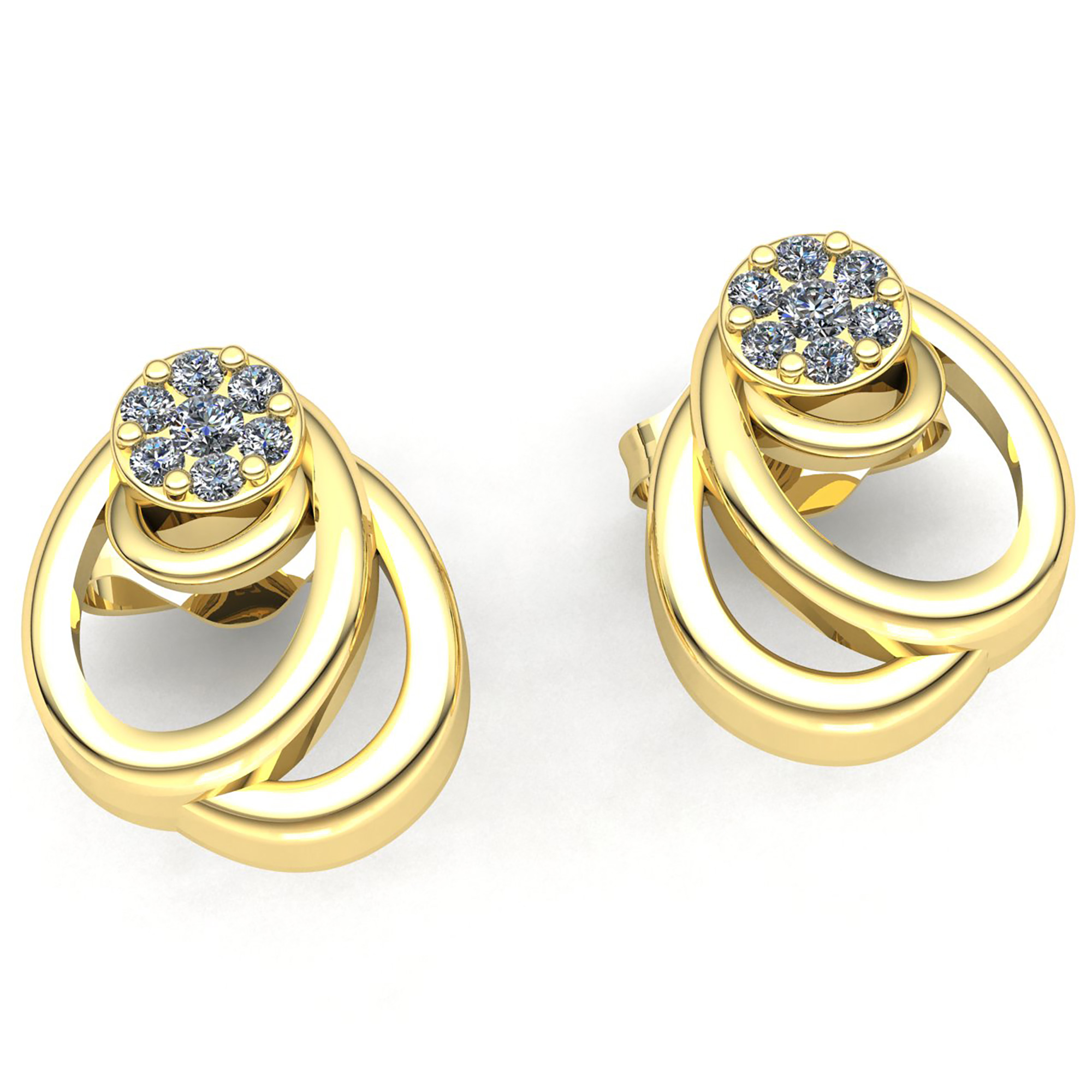 Jewel We Sell Genuine 1.0ct Round Cut Diamond Ladies Cluster Fancy Earrings 14K White, Yellow or Rose Gold IJ SI2