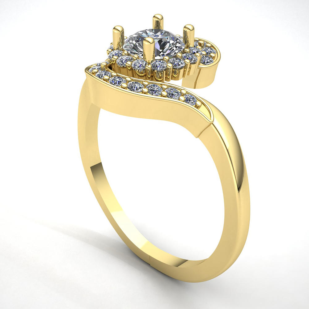 Jewel We Sell 0.5carat Round Cut Diamond Ladies Bridal Halo Anniversary Engagement Ring Solid 10K White, Yellow, or Rose Gold JK I1