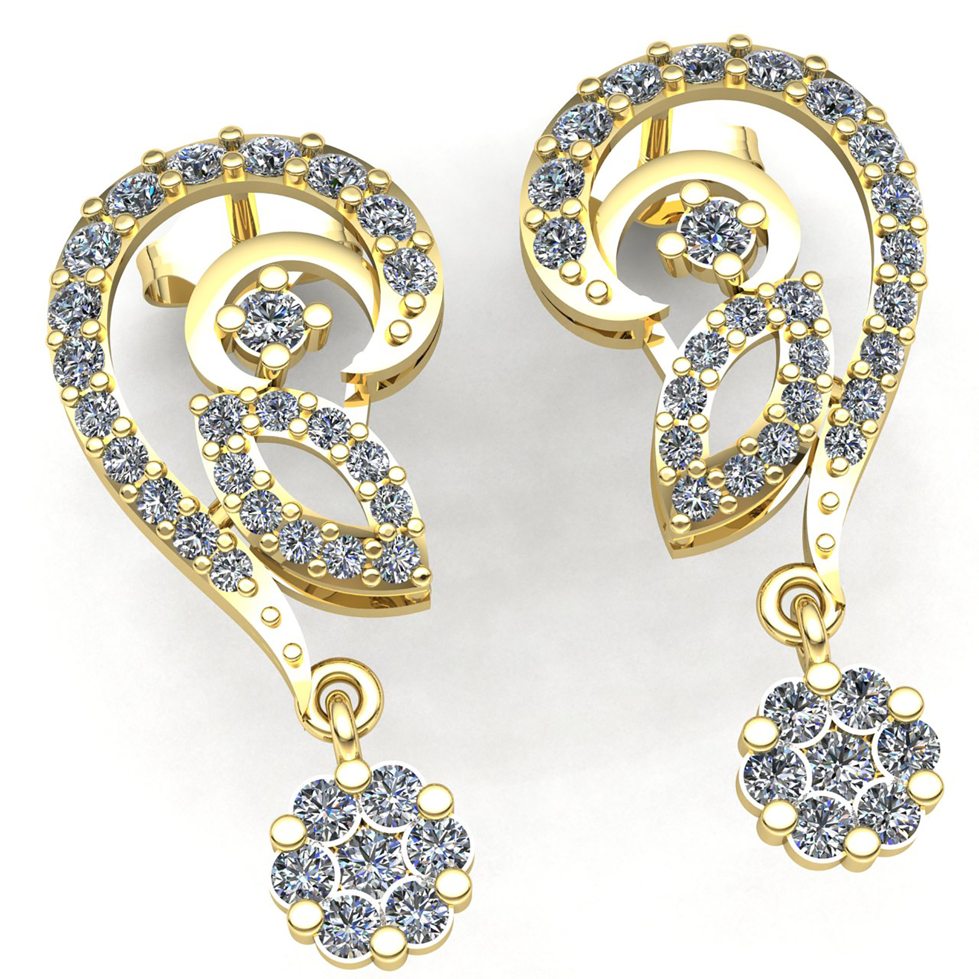 Jewel We Sell 3ctw Round Brilliant Cut Diamond Ladies For Her Hanging Earrings 14K White, Yellow, or Rose Gold GH SI1