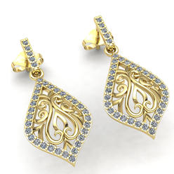 Jewel We Sell 3ct Round Cut Diamond Ladies Filigree Unique Hanging Earrings Solid 18K White, Yellow, or Rose Gold G SI1