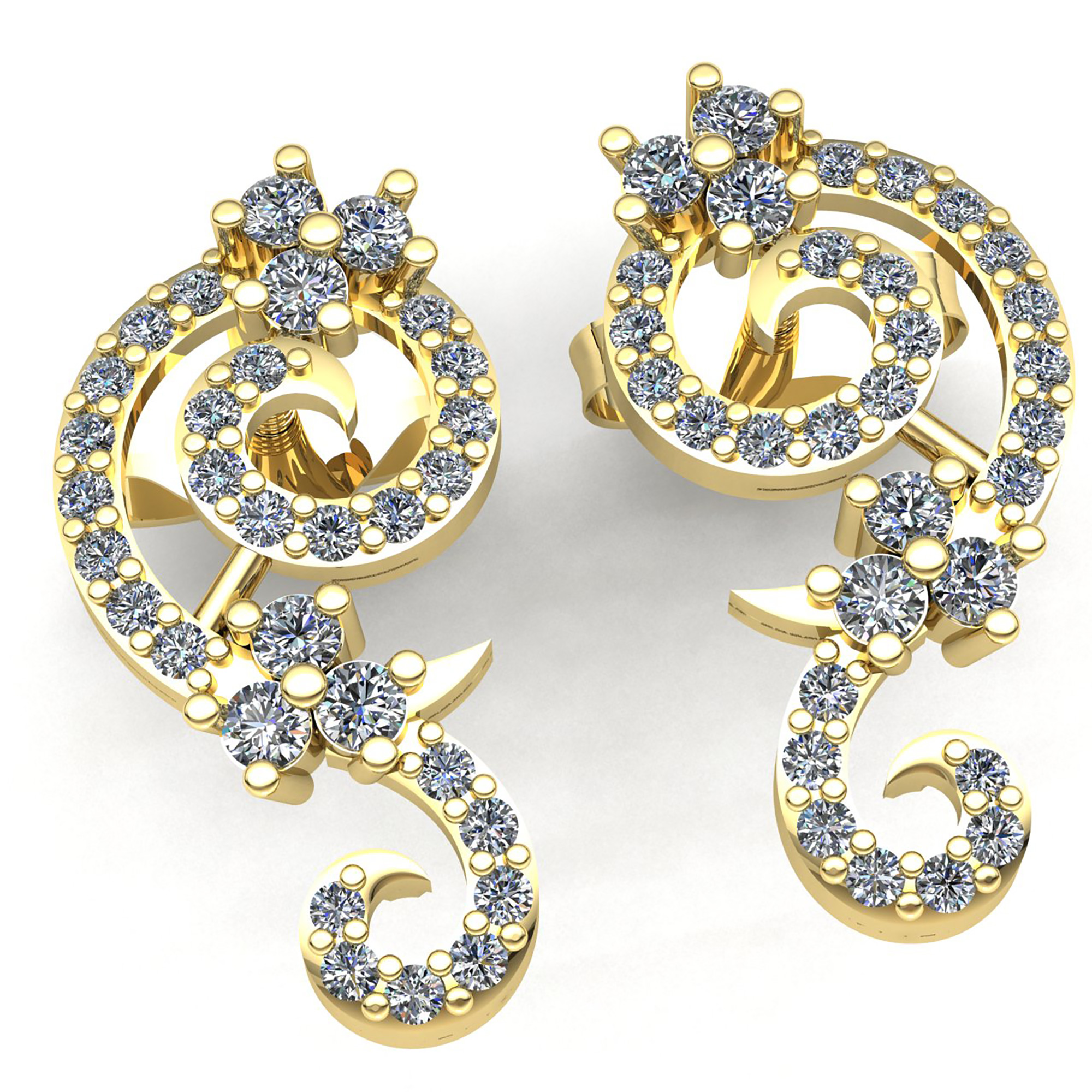 Jewel We Sell 1ctw Round Cut Diamond Ladies Twisted Unique Fashion Earrings Solid 14K White, Yellow, or Rose Gold GH SI1