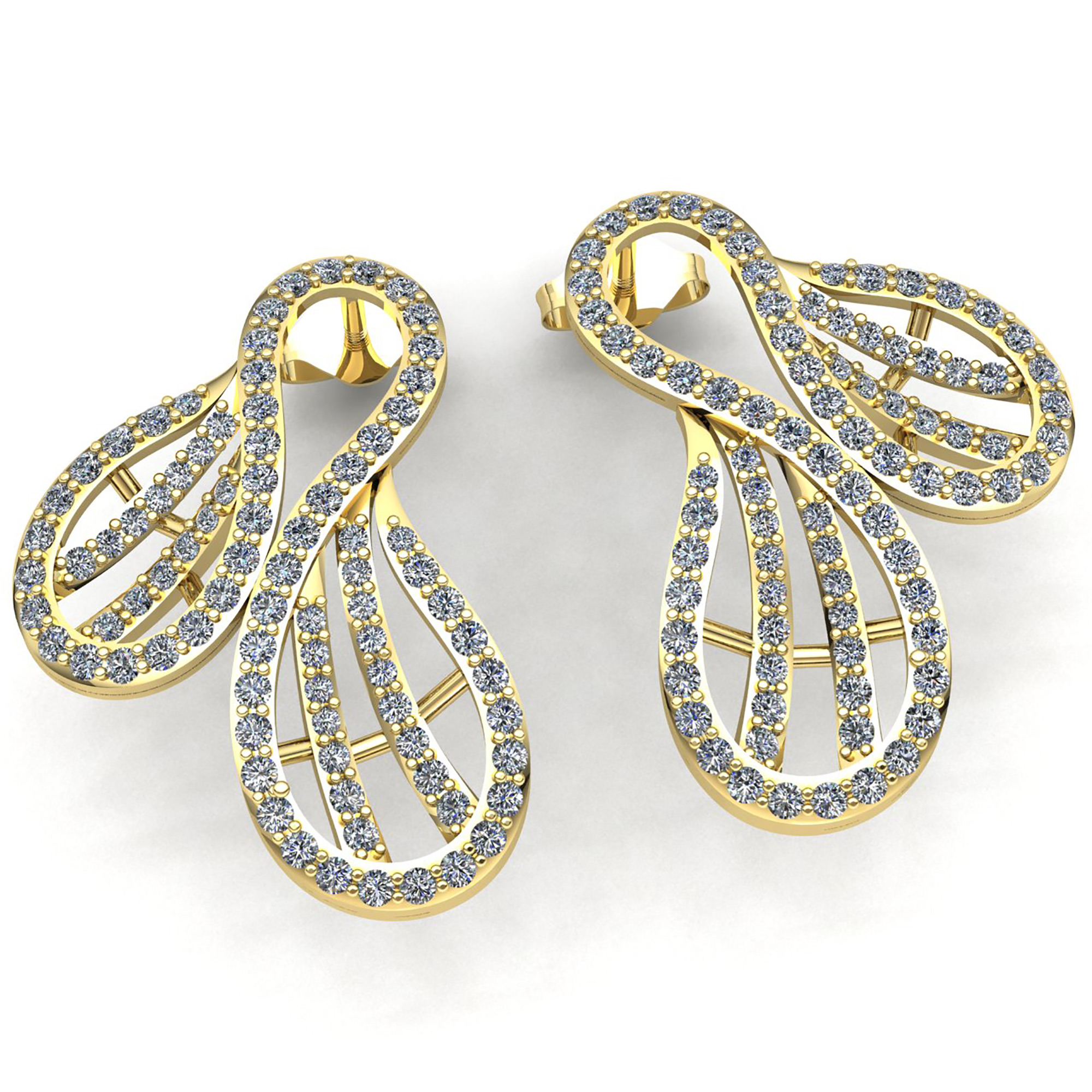 Jewel We Sell Genuine 1ct Round Cut Diamond Ladies Unique Twisted Stud Earrings Solid 18K White, Yellow, or Rose Gold F VS1