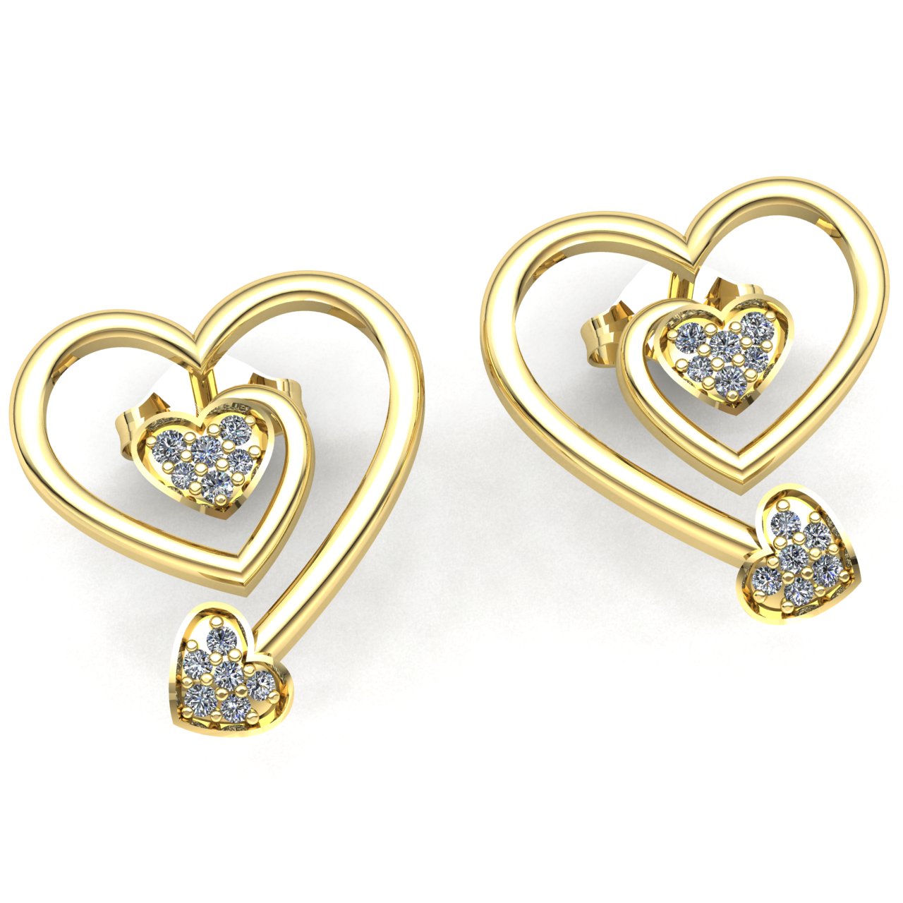 Jewel We Sell Genuine 0.5ct Round Cut Diamond Ladies Fashion Heart Stud Earrings Solid 18K White, Yellow, or Rose Gold F VS1