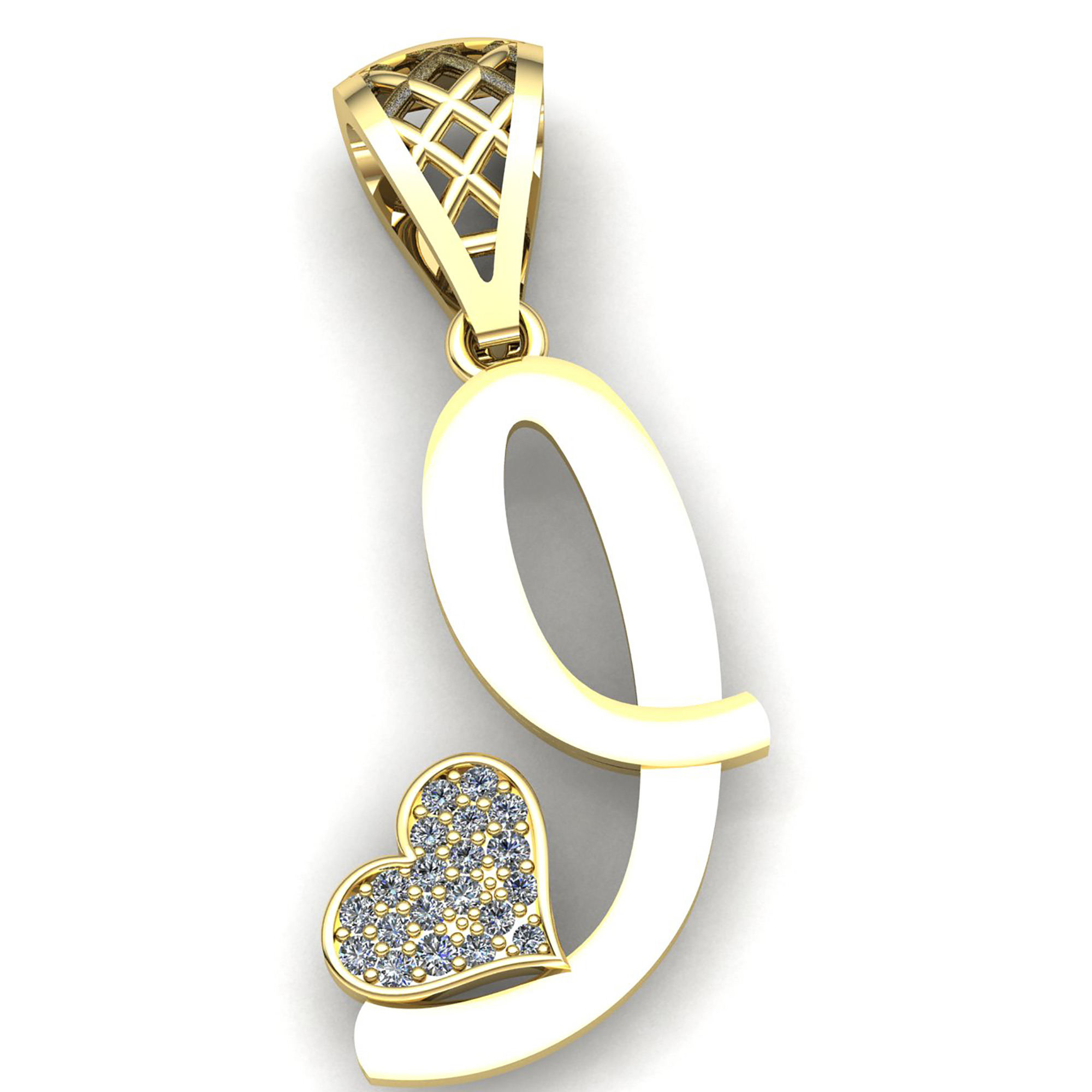 Jewel We Sell Natural 0.75ct Round Cut Diamond Ladies Alphabet Initial Letter 'I' Pendant Solid 18K Yellow Gold F VS1