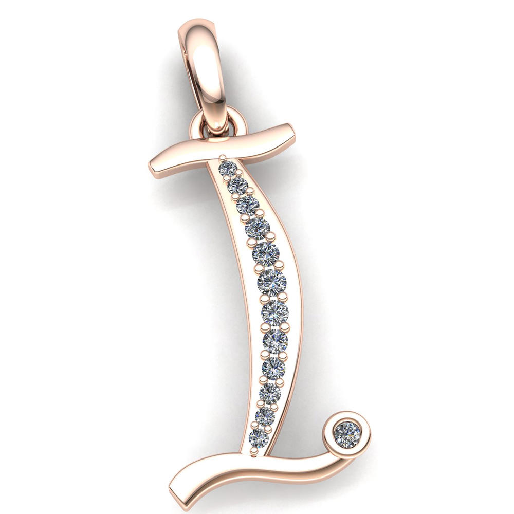 Jewel We Sell Real 1carat Round Cut Diamond Ladies Initial Letter Alphabet 'I' Pendant Solid 18K Rose Gold H SI2