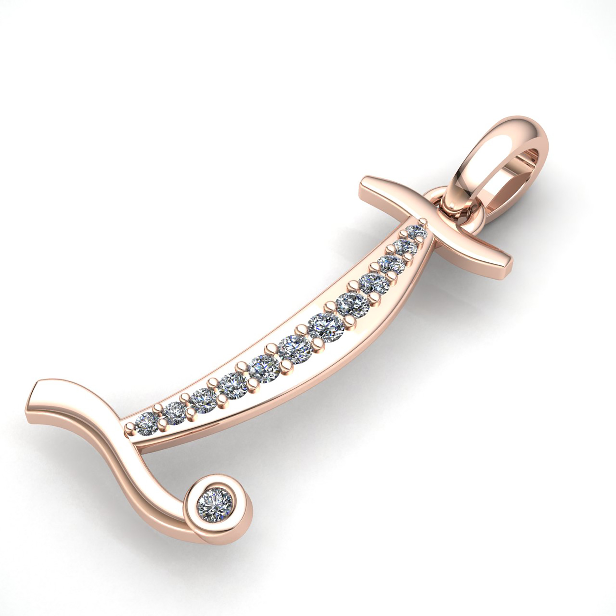 Jewel We Sell Real 1carat Round Cut Diamond Ladies Initial Letter Alphabet 'I' Pendant Solid 18K Rose Gold H SI2
