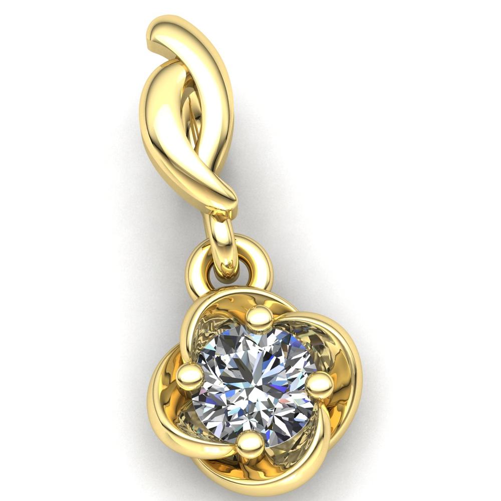 Jewel We Sell 0.25ctw Round Brilliant Cut Diamond Ladies Flower Solitaire Pendant 10K Yellow Gold JK I1