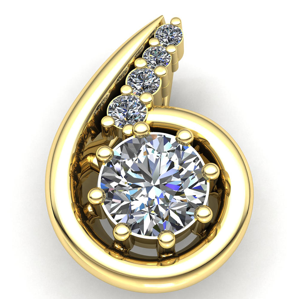 Jewel We Sell Natural 0.25carat Round Cut Diamond Ladies Accent Solitaire Pendant Solid 18K Yellow Gold G SI1
