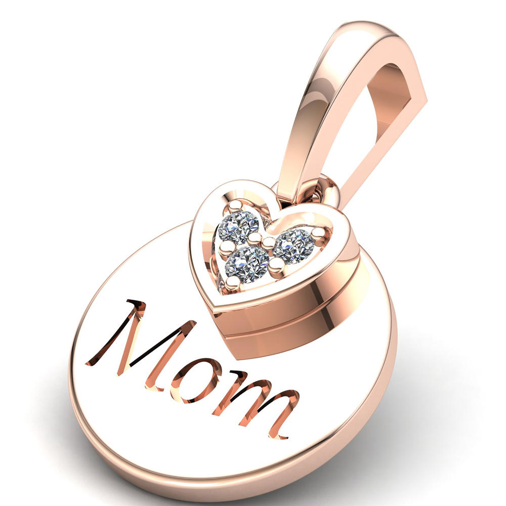 Jewel We Sell Real 0.5carat Round Cut Diamond Ladies Circle Heart Mom's Pendant Solid 14K Rose Gold FG VS