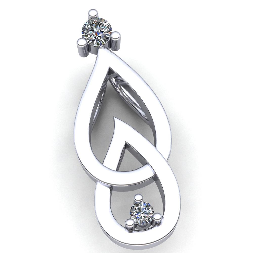 Jewel We Sell Genuine 0.15ct Round Cut Diamond Ladies Casual Two Stone Pendant Solid 10K White Gold H SI2