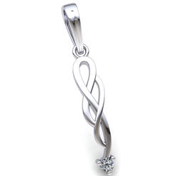 Jewel We Sell Genuine 0.1ctw Round Cut Diamond Ladies Infinity Solitaire Pendant Solid 10K White Gold JK I1
