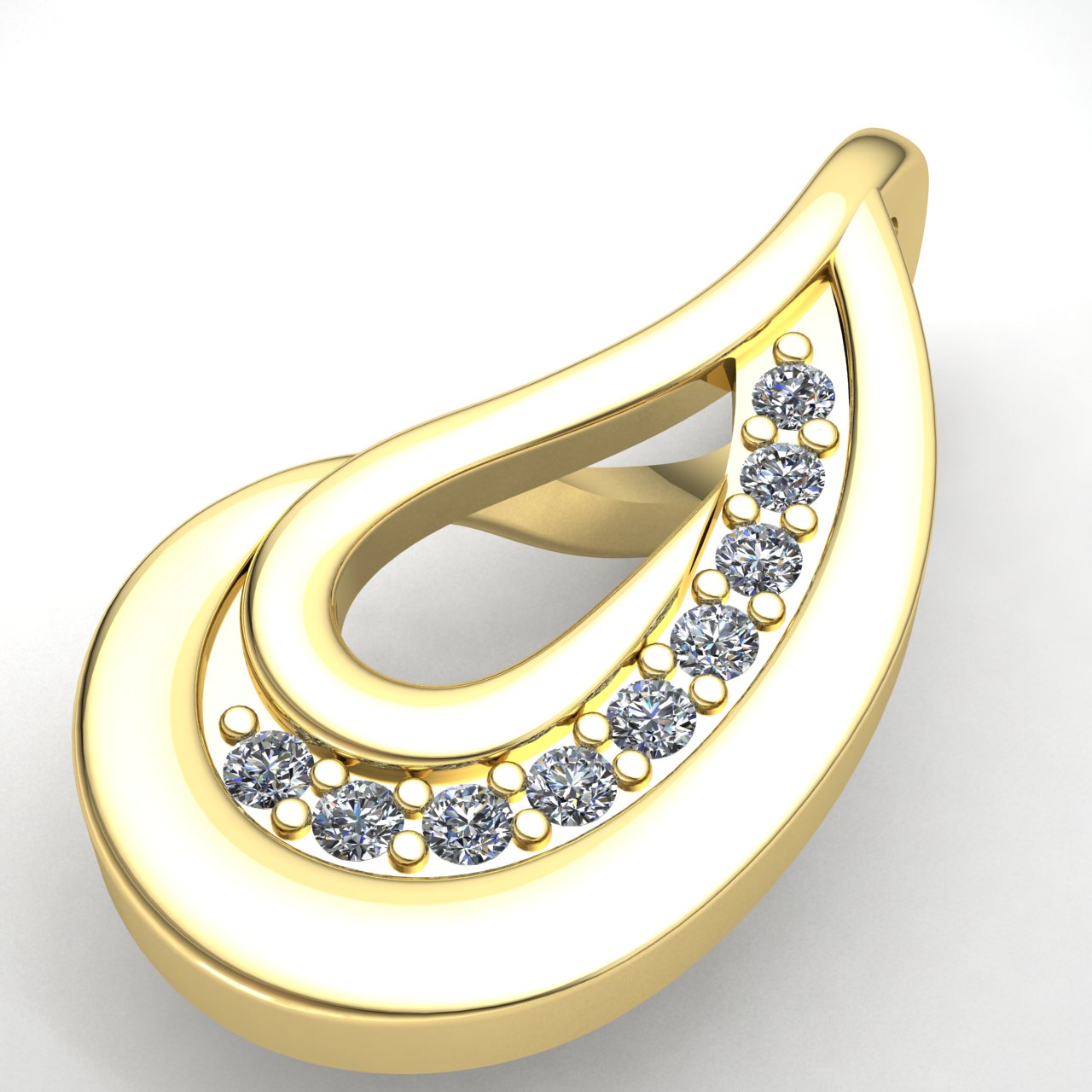Jewel We Sell Natural 0.25ct Round Cut Diamond Ladies Accent Drop Fancy Pendant Solid 18K Yellow Gold H SI2