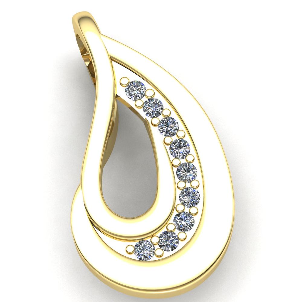 Jewel We Sell Natural 0.25ct Round Cut Diamond Ladies Accent Drop Fancy Pendant Solid 18K Yellow Gold H SI2
