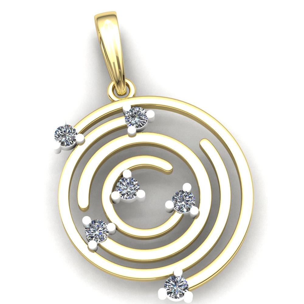 Jewel We Sell Genuine 0.25ctw Round Cut Diamond Ladies Spiral Fancy Circle Pendant Solid 18K Yellow Gold H SI2