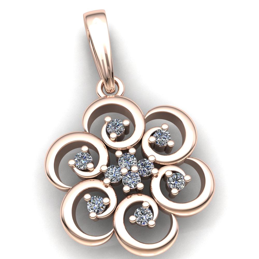 Jewel We Sell 1ctw Round Cut Diamond Ladies Swirl Fancy Flower Pendant Solid 10K Rose Gold J SI2
