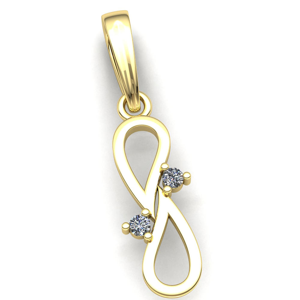 Jewel We Sell 0.33ctw Round Brilliant Cut Diamond Ladies Infinity Two Stone Pendant 14K Yellow Gold GH SI1