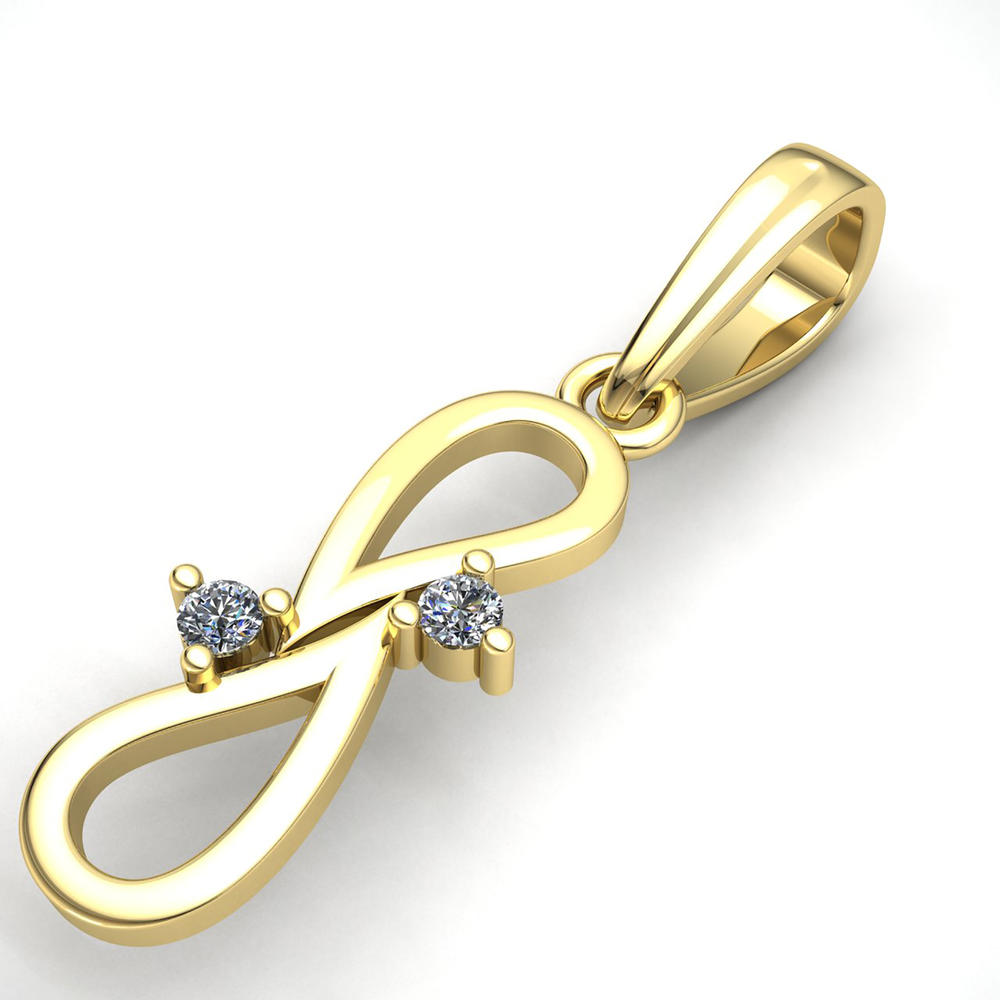 Jewel We Sell 0.33ctw Round Brilliant Cut Diamond Ladies Infinity Two Stone Pendant 14K Yellow Gold GH SI1