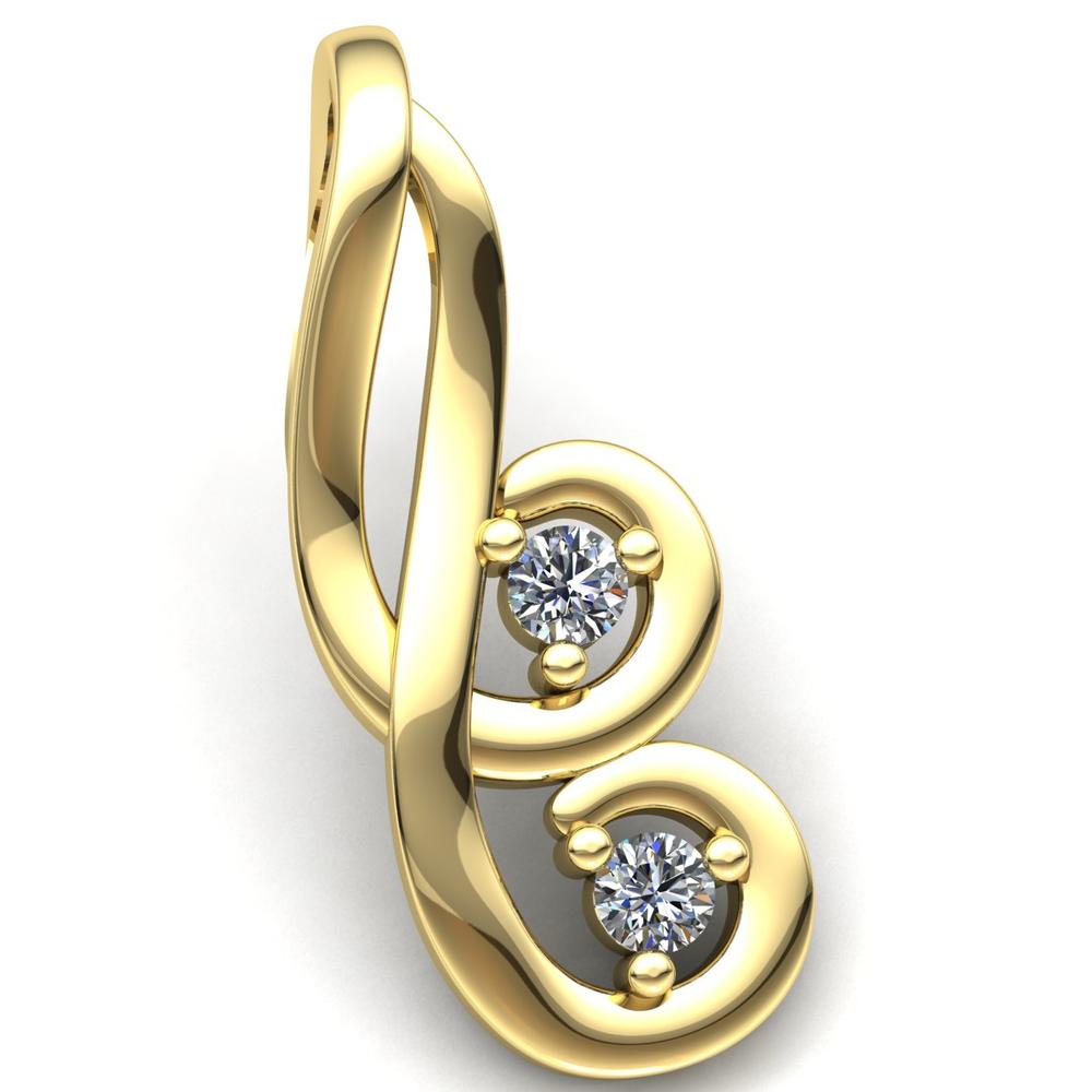 Jewel We Sell Genuine 0.2ctw Round Cut Diamond Ladies Fancy 2-Stone Pendant Solid 14K Yellow Gold IJ SI2