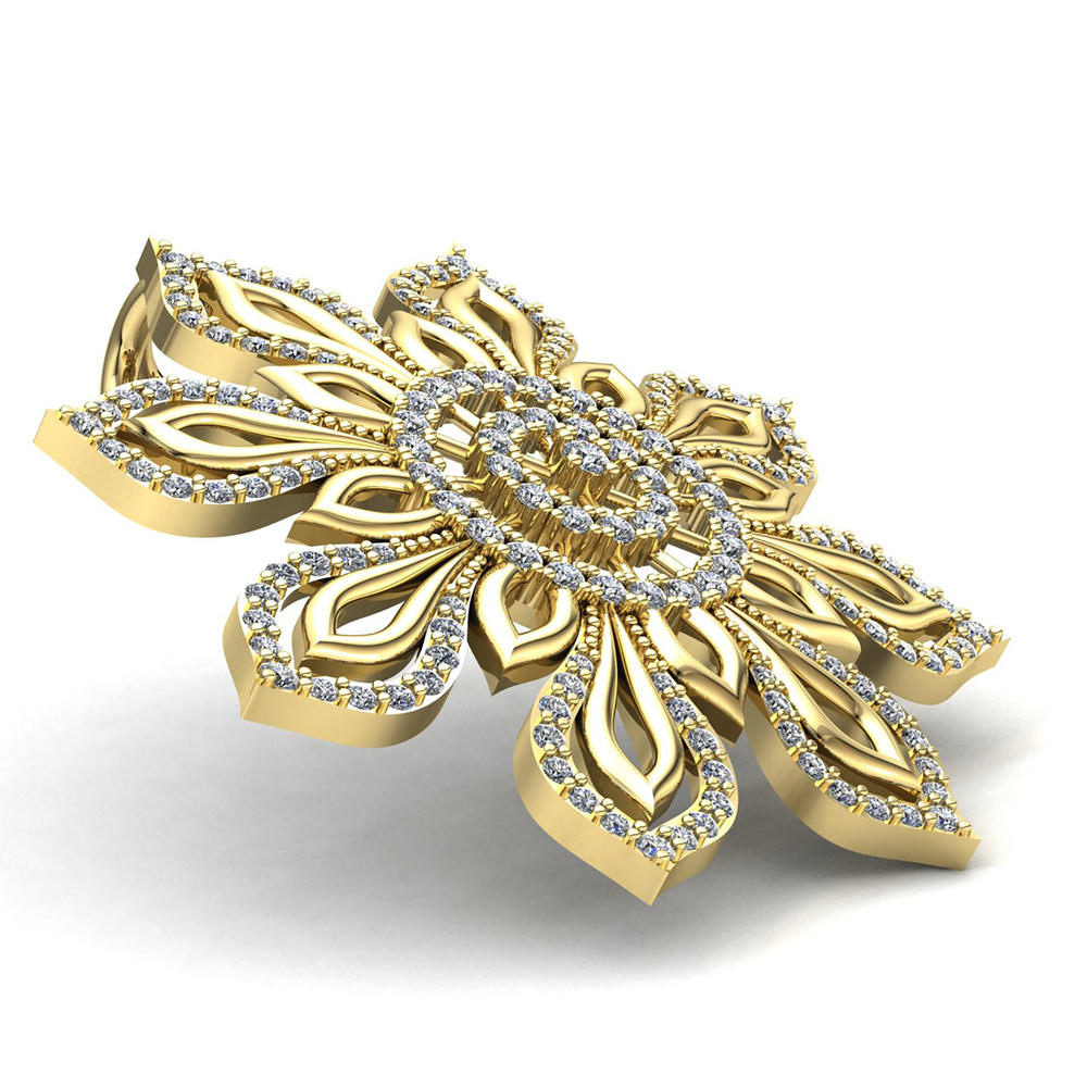 Jewel We Sell Genuine 8carat Round Cut Diamond Ladies Fancy Flower Pendant Solid 10K Yellow Gold J SI2