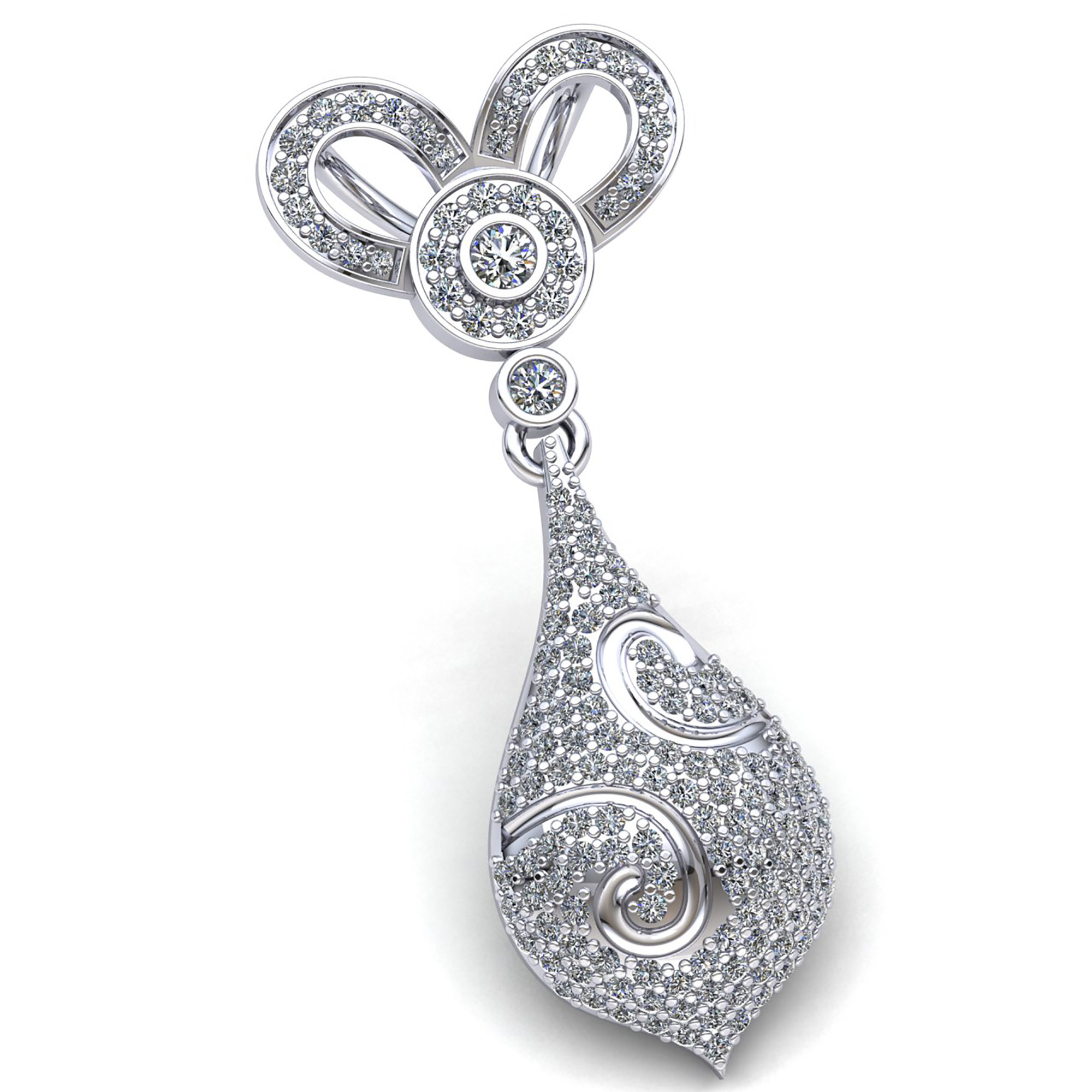 Jewel We Sell Natural 1.5carat Round Cut Diamond Ladies Cluster Dangle Trellis Pendant Solid 14K White Gold GH SI1