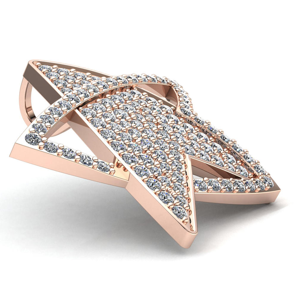 Jewel We Sell Genuine 1.5ctw Round Cut Diamond Ladies Cluster Small Star Pendant Solid 10K Rose Gold JK I1
