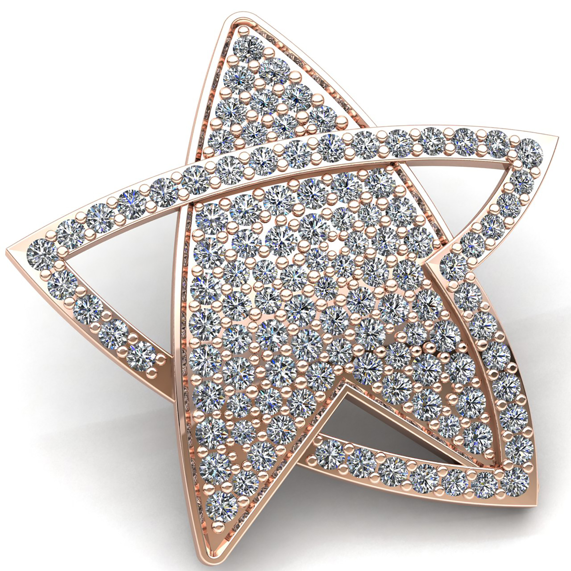 Jewel We Sell Genuine 1.5ctw Round Cut Diamond Ladies Cluster Small Star Pendant Solid 10K Rose Gold JK I1