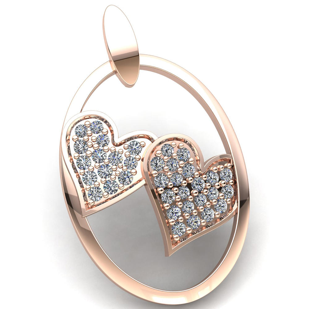 Jewel We Sell 0.33ct Round Cut Not Enhanced Diamond Ladies Together Forever Heart Pendant 18K Rose Gold FG VS2