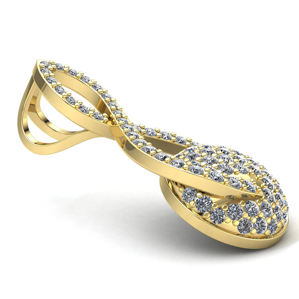 Jewel We Sell Genuine 0.75ctw Round Cut Diamond Ladies Infinity Cluster Ball Pendant Solid 18K Yellow Gold FG VS2