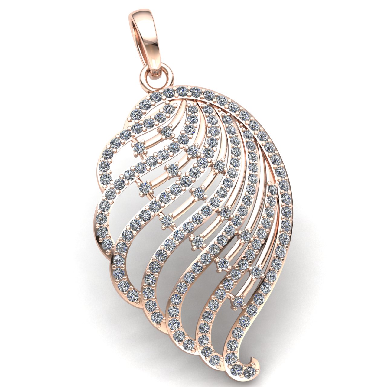 Jewel We Sell Genuine 8ct Round Cut Diamond Ladies Interwoven Pave Pendant Solid 10K Rose Gold GH SI1