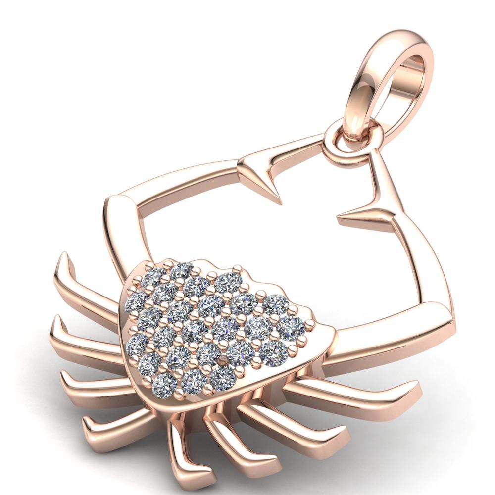Jewel We Sell 0.75ct Round Cut Not Enhanced Diamond Ladies Fancy Crab Pendant 18K Rose Gold FG VS2