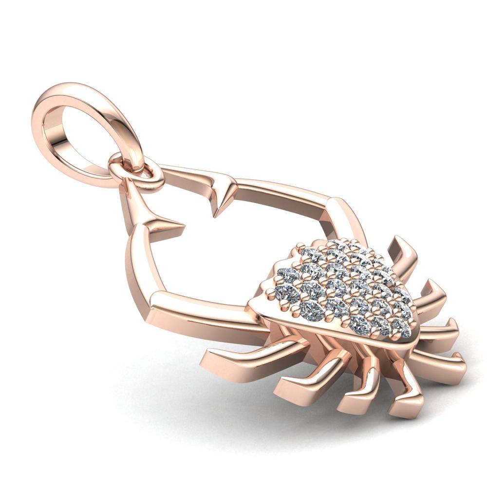 Jewel We Sell 0.75ct Round Cut Not Enhanced Diamond Ladies Fancy Crab Pendant 18K Rose Gold FG VS2