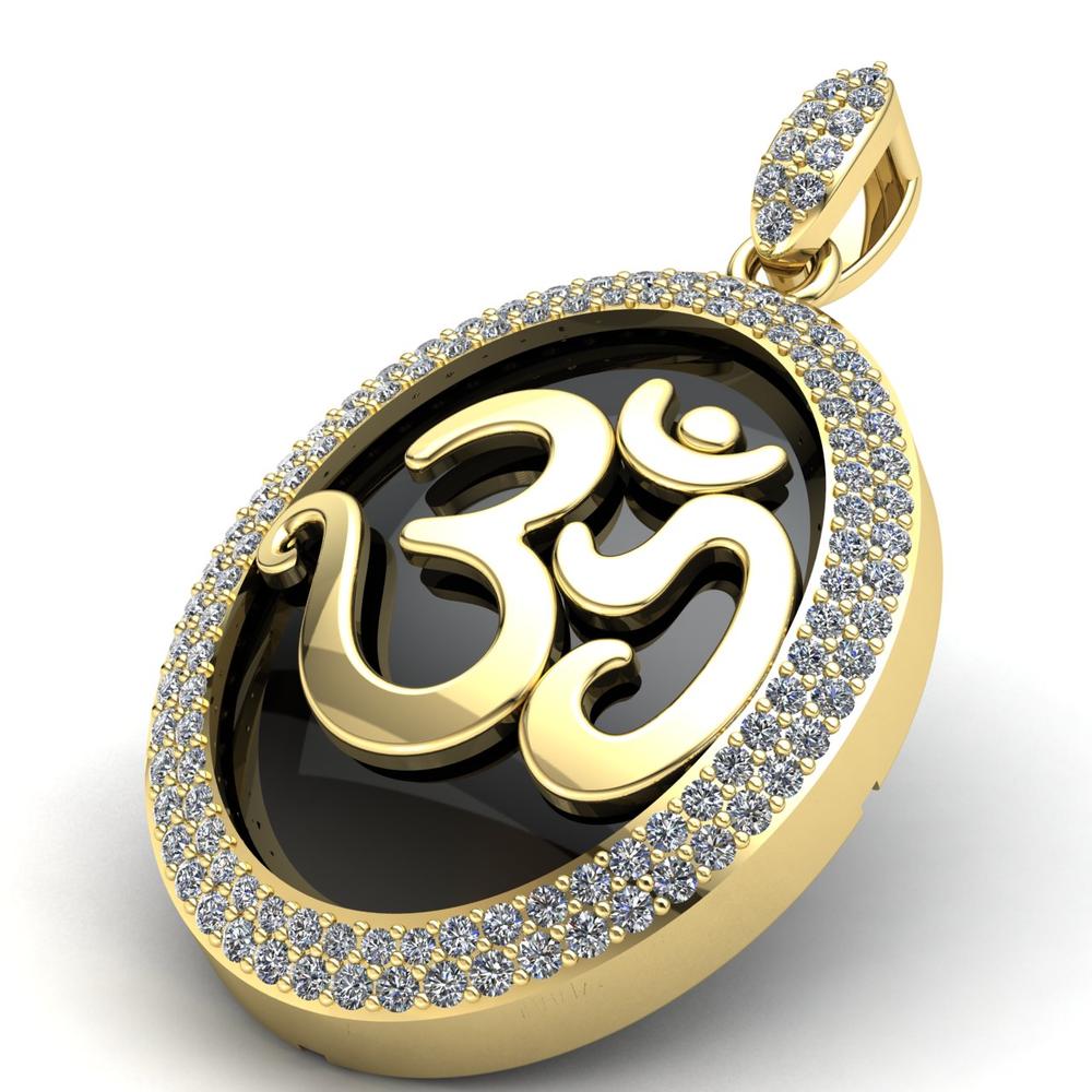 Jewel We Sell 0.75ctw Round Cut Diamond Ladies Circle of Om Religious Pendant Solid 14K Yellow Gold IJ SI2