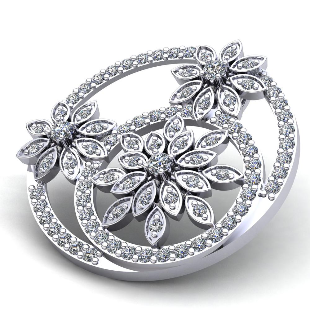 Jewel We Sell 1carat Round Cut Diamond Ladies Fancy Flower Circle Pendant Solid 14K White Gold IJ SI2